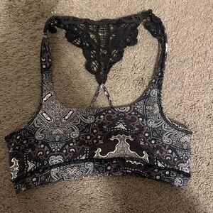Lace-Back Paisley Bralette - Black and Brown